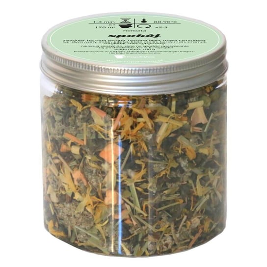 Herbata zielona SPOKÓJ najlepsza sypana liściasta 100g trawa cytrynowa jabłka liście malin kardamon nagietek Cup&You