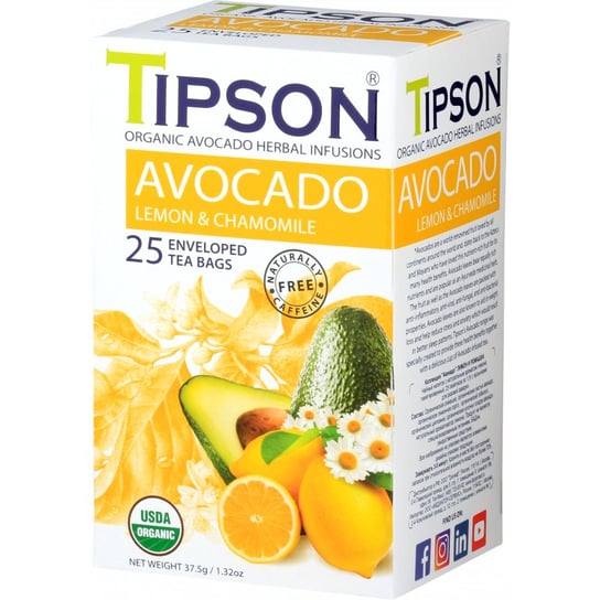 Herbata ziołowa Tipson z awokado i cytryną 25 szt. Tipson