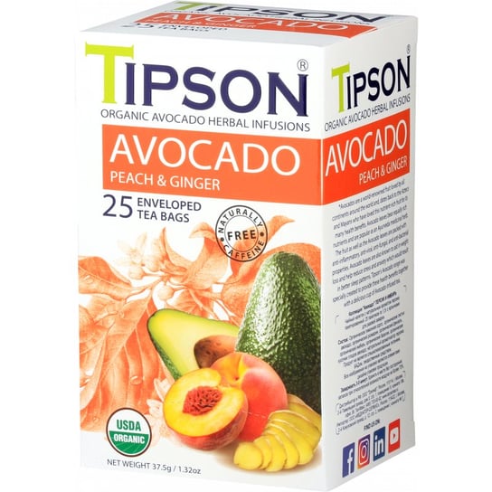 Herbata ziołowa Tipson z brzoskwinią i imbirem 25 szt. Tipson