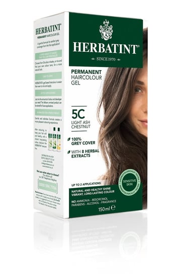 Herbatint, Trwała farba do włosów, 5C JASNY POPIELATY KASZTAN seria popielata HERBATINT