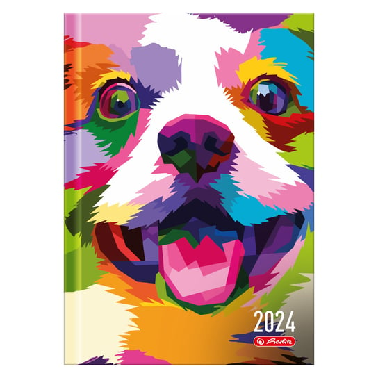 Herlitz, Kalendarz dzienny A5 Pop-Art Kolorowy pies 2024 Herlitz