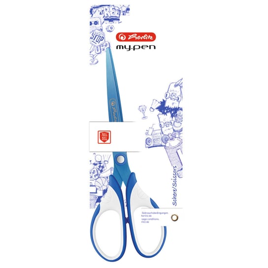 Herlitz, nożyczki my.pen 18cm niebiesko-białe Herlitz