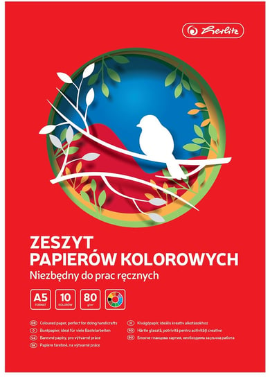 Herlitz, Zeszyt papierów kolorowych A5, 10 kartek Herlitz