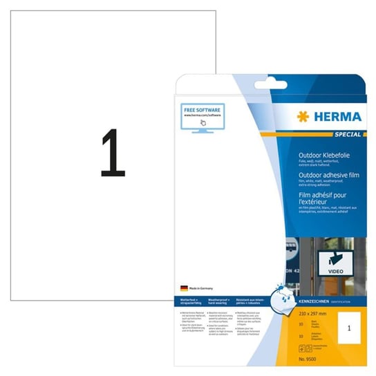 HERMA Etykiety foliowe, zewnętrzne, 210x297 mm, 10 arkuszy A4, białe HERMA2