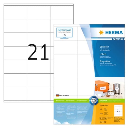HERMA Etykiety samoprzylepne PREMIUM, 70x41 mm, 100 arkuszy A4 Herma