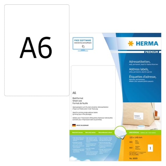 HERMA Samoprzylepne etykiety adresowe, 105x148 mm, 800 arkuszy A6 Herma