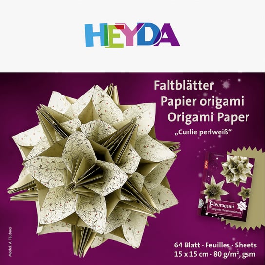 Heyda, papier do origami, Curlie, kolorystyka kremowo-złota, 64 arkusze 