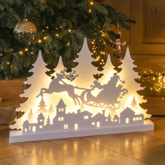 HI Drewniana wycinanka świąteczna z reniferem i podświetleniem LED HI