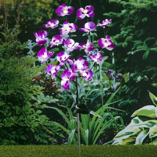 HI Ogrodowa lampka solarna w kształcie orchidei, 75 cm HI