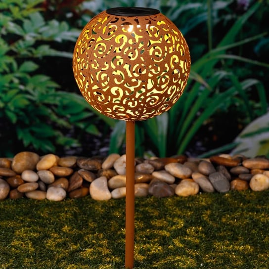 HI Solarna lampa ogrodowa w kształcie kuli, 18 cm, metalowa, brązowa HI