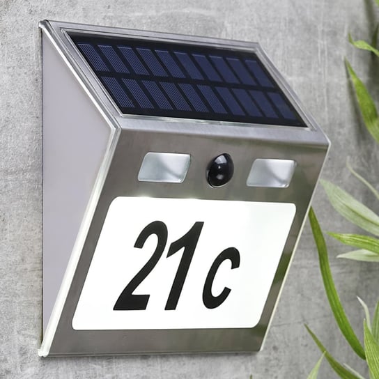 HI Solarny, podświetlany numer domu z LED, srebrny HI