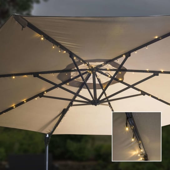HI Sznur lampek solarnych LED pod parasol ogrodowy, 130 cm HI