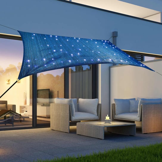 HI Żagiel przeciwsłoneczny z 100 LED, jasnoniebieski, 2x3 m HI