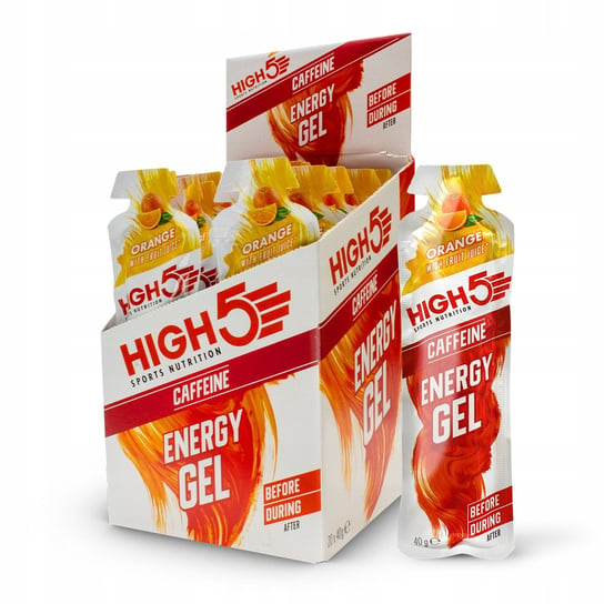 High5 - żel energetyczny z kofeiną (30 mg) i witaminą B6 pomarańczowy 40g Inna marka