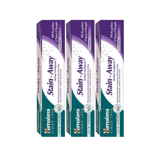 Himalaya Gum Expert, Ziołowa pasta do zębów przeciwdziałająca przebarwieniom, Stain Away, 3x75ml Himalaya