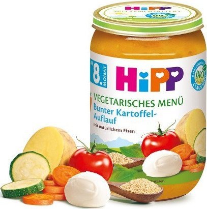 HiPP, Bio, danie wegetariańskie zapiekanka z mozzarellą i warzywami, 220 g Hipp