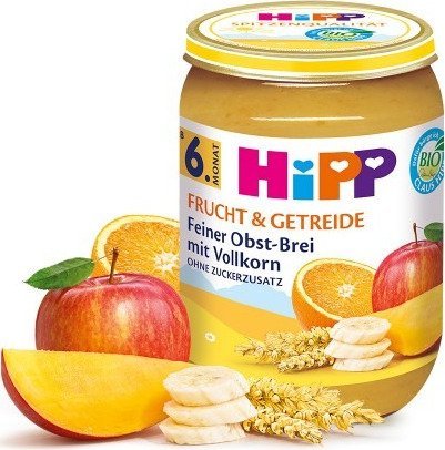 HiPP, Bio, deserek z jabłek pomarańczy mango i zbóż, 190 g Hipp
