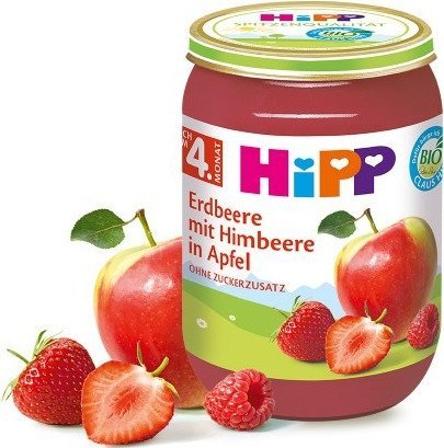 HiPP, Bio, deserek z truskawek malin i jabłek, 190 g Hipp