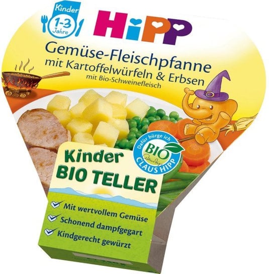HiPP, Bio, kotleciki wieprzowe z warzywami i fasolką, 250 g Hipp