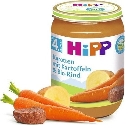 HiPP, Bio, marchewka z ziemniaczkami i wołowiną, 190 g Hipp