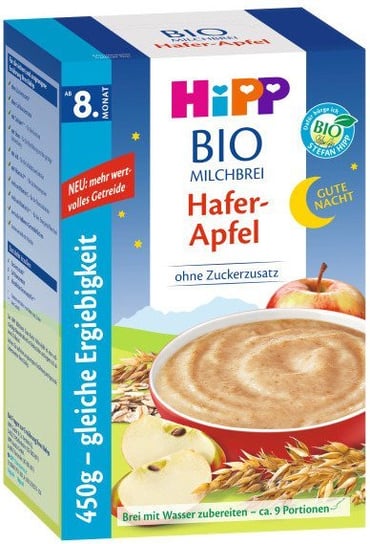 HiPP, Bio, mleczna kaszka owsiana z jabłkami na noc, 2x225 g Hipp