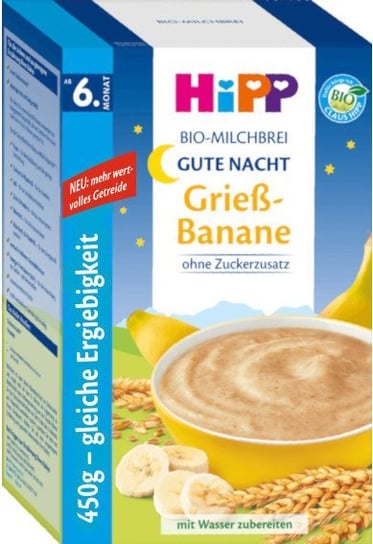 HiPP, Bio, mleczna kaszka wielozbożowa z bananami, 2x225 g Hipp