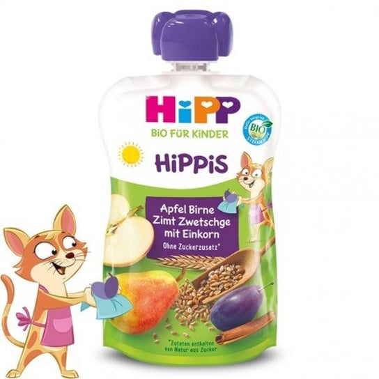 HiPP, Bio, Mus owocowy, Gruszka, śliwka, pszenica i cynamon, 100 g Hipp