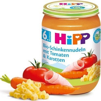 HiPP, Bio, szynka z makaronem pomidorami i marchewką, 190 g Hipp