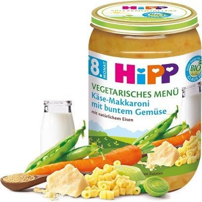 HiPP, Bio, wegetariański makaron z warzywami i sosem serowym, 220 g Hipp