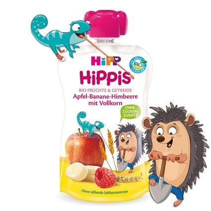HiPP, HiPPiS Bio, mus jabłko banan malina zboża, 100 g Hipp