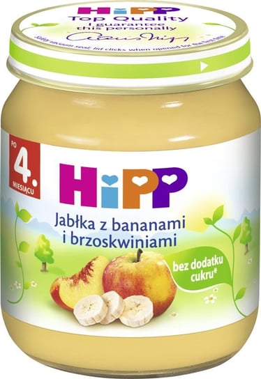 Hipp, Jabłka z bananami i brzoskwiniami, 125 g, 4m+ Hipp