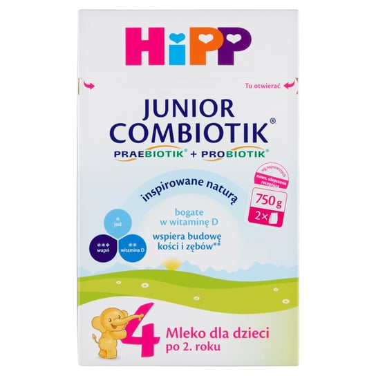 Hipp, Junior Combiotik, Mleko dla dzieci powyżej 2. roku życia, 4, 750 g Hipp