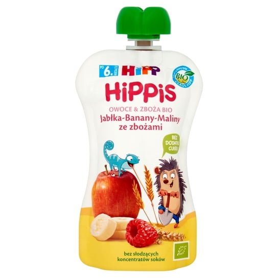 HIPP Mus owocowy Jabłka-Banany-Maliny ze zbożami po 6. miesiącu 100 g Bio Hipp