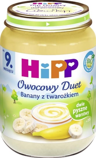 Hipp, Owocowy duet, banany z twarożkiem - bio, 160 g, 9m+ Hipp