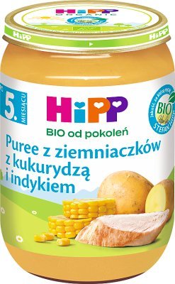 HiPP Puree z ziemniaczków z kukurydzą i indykiem BIO, po 5. miesiącu Hipp