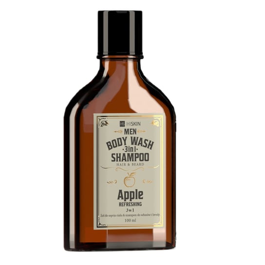 HiSkin, Men Whisky, żel do mycia ciała i szampon do włosów i brody 3w1 Apple, 100ml HISKIN