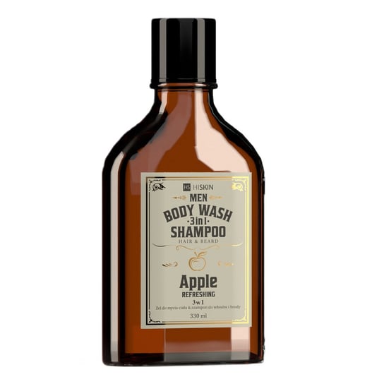 HiSkin, Men whisky, żel do mycia ciała i szampon do włosów i brody 3w1 Apple, 330ml HISKIN
