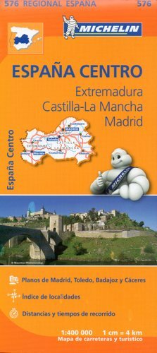 Hiszpania Centralna, Extremadura, Castilla-La Mancha, Madrid. Mapa 1:400 000 Michelin Travel Publications