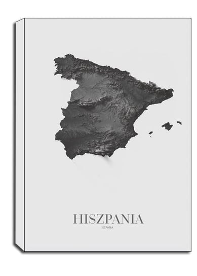 Hiszpania, mapa grafitowa - obraz na płótnie 20x30 cm Galeria Plakatu