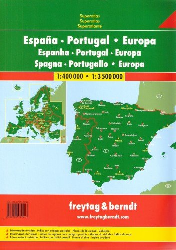 Hiszpania Portugalia Europa atlas 1:400 000 / 1:3 500 000 Freytag & Berndt Opracowanie zbiorowe