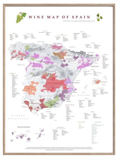 Hiszpania Regiony Winiarskie 50 X 70 Cm Plakat Kuchnia Mapsbyp Mapsbyp