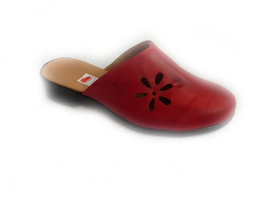 HIT SKÓRZANE czerwone klapki tęgośc H 37 Polskie buty