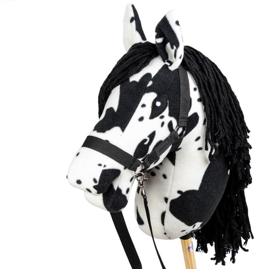Hobby Horse z kantarem - łaciaty - appaloosa - czarno biały - dla dziecka Skippy