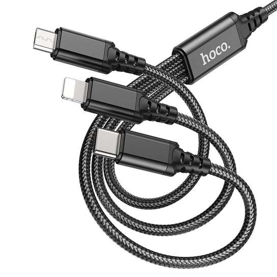 HOCO kabel USB 3w1 do iPhone Lightning 8-pin + Micro + Typ C X76 czarny HOCO.