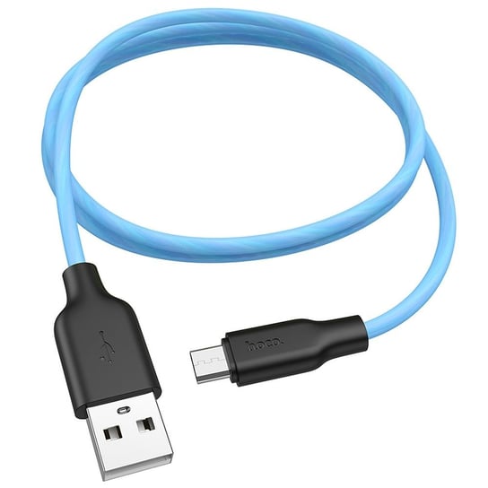 HOCO kabel USB - Micro Plus Silicone X21 1 metr czarno-niebieski. HOCO.
