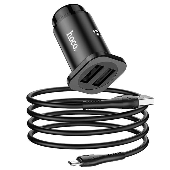 HOCO ładowarka samochodowa 2 x USB + kabel Micro Wise Road NZ4,8A 24W black Zamiennik/inny