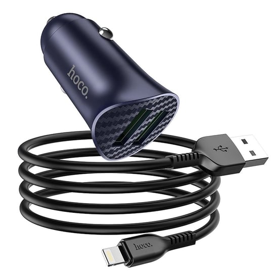 HOCO ładowarka samochodowa 2 x USB QC3.0 18W + kabel do Iphone Lightning 8-pin Farsighted Z39 niebieska Zamiennik/inny