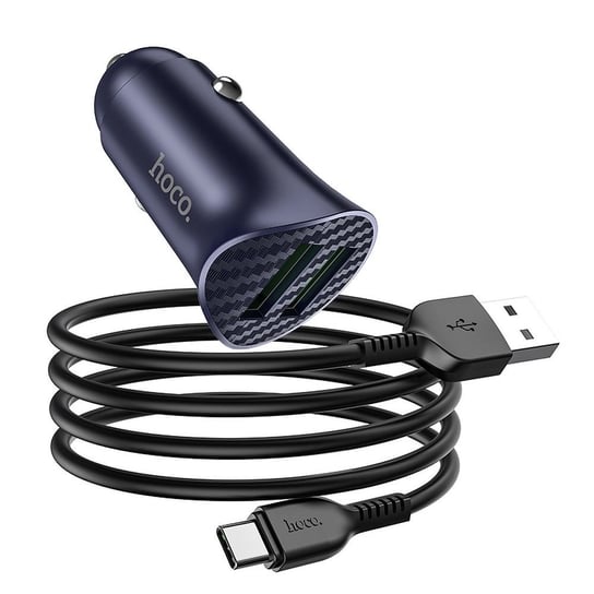 HOCO ładowarka samochodowa 2 x USB QC3.0 18W + kabel typ C Farsighted Z39 niebieska Zamiennik/inny