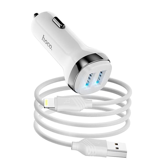 HOCO ładowarka samochodowa 2x USB + kabel USB A do iPhone Lightning 8-pin 2,4A Z40 biała HOCO.