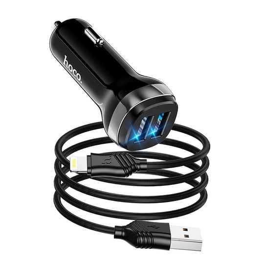 HOCO ładowarka samochodowa 2x USB + kabel USB A do iPhone Lightning 8-pin 2,4A Z40 czarna Inna marka